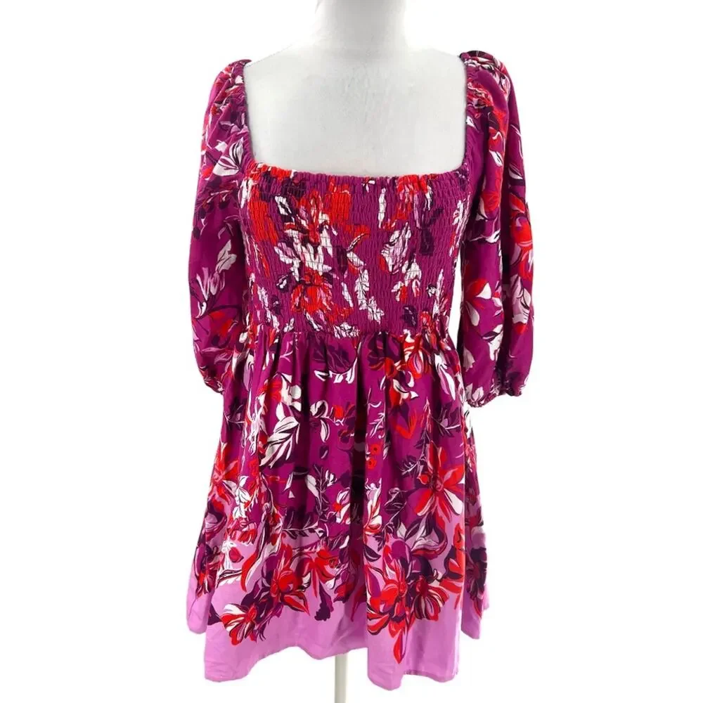 NWT By Anthropologie Alexandra Farmer Smocked Flannel Dress XS petite